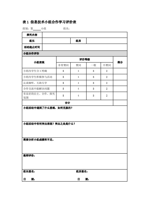 信息技术小组合作学习评价