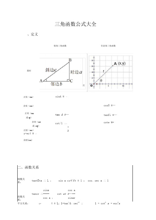 三角函数公式大全及记忆口诀(仅供个人学习使用)