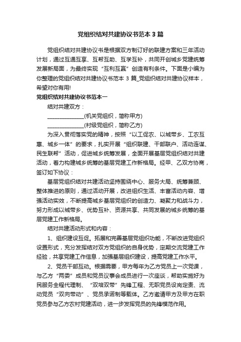 党组织结对共建协议书范本3篇