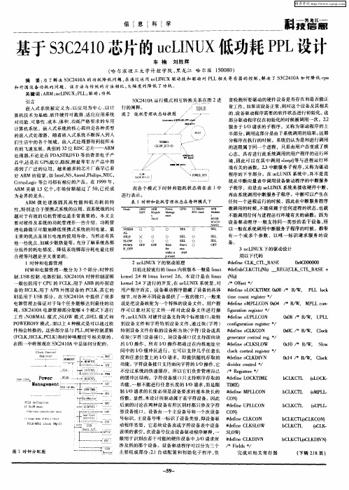 基于S3C2410芯片的ucLINUX低功耗PPL设计