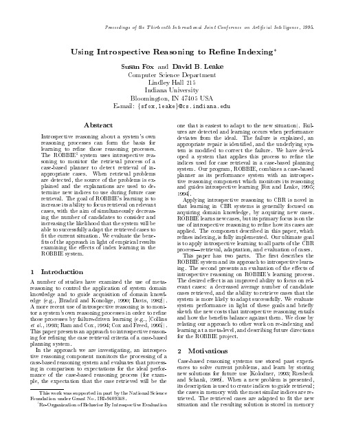 Using Introspective Reasoning to Re ne Indexing