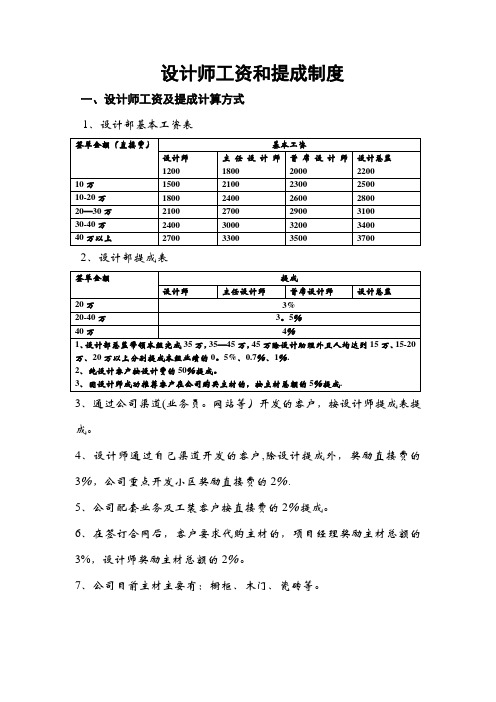 设计师工资和提成制度20140326