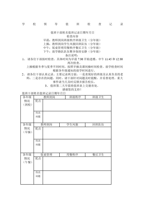 学校领导值班检查记录