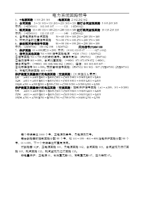 二次回路线路编号原则与编号规则