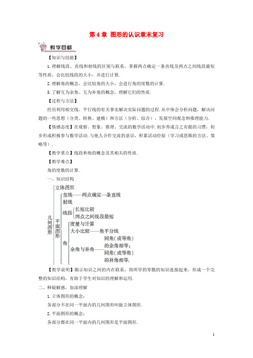 蜀山区第一中学七年级数学上册第4章图形的认识章末复习教案新版湘教版