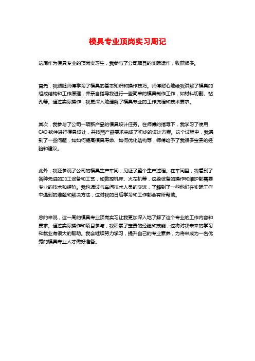 模具专业顶岗实习周记