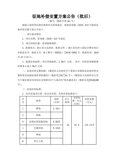 征地补偿安置方案公告(批后).doc