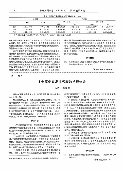 1例双侧自发性气胸的护理体会