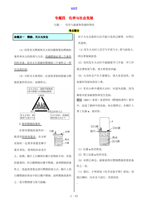 教考通中考化学专题复习四 化学与社会发展-人教版初中九年级全册化学试题