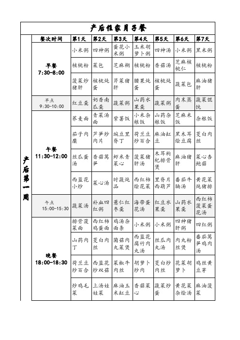 月子餐菜谱