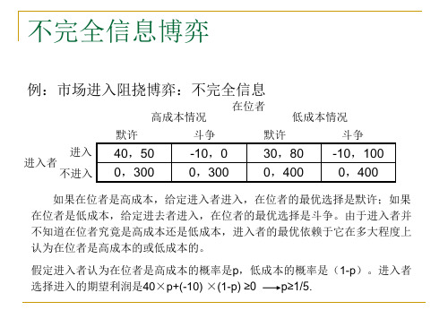 博弈论与信息经济学  不完全信息静态博弈