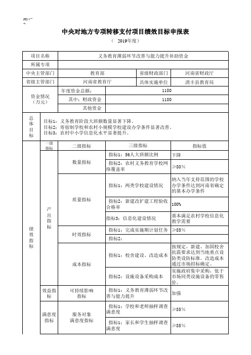 义务教育薄弱环节改善与能力提升补助资金自评表