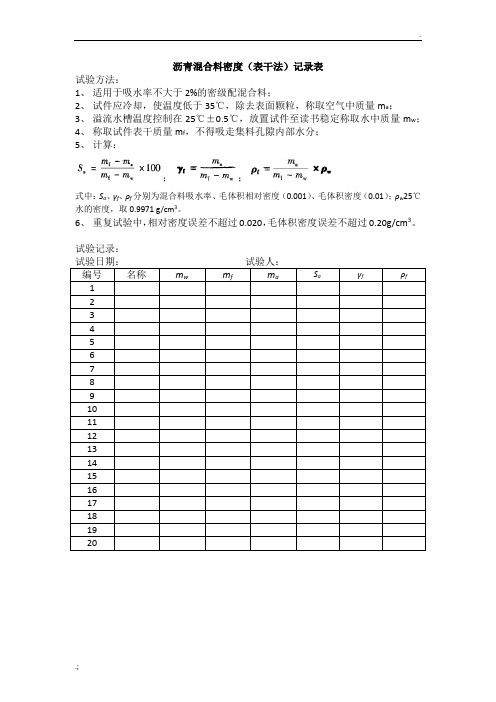 沥青混合料密度(表干法)