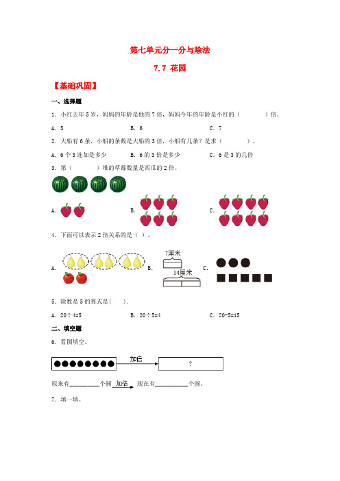 7.7 花园(同步练习) 二年级上册数学同步课时练 (北师大版,含答案)