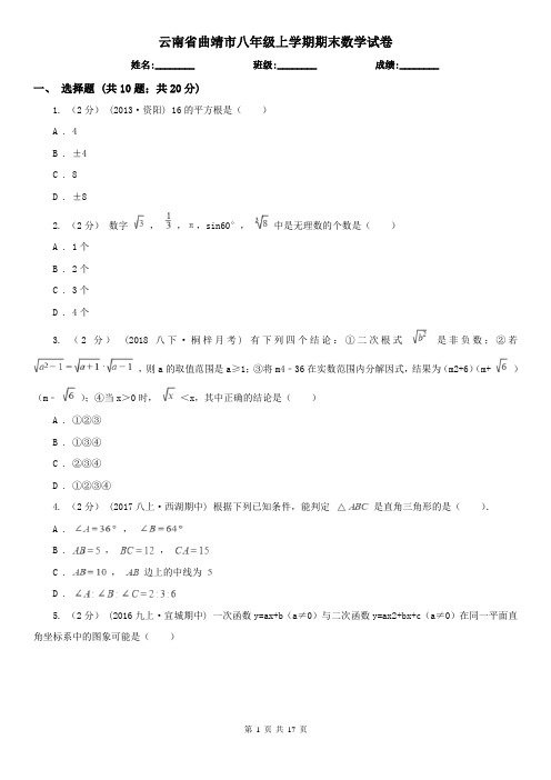 云南省曲靖市八年级上学期期末数学试卷