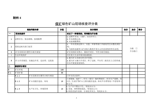 煤矿绿色矿山评分表-2018.11.25