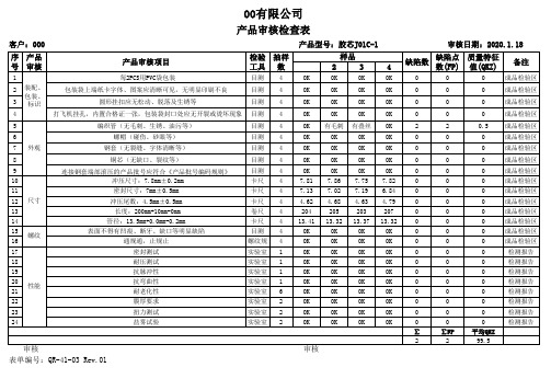 产品审核检查表-VDA6.5产品审核实战案例文档之三