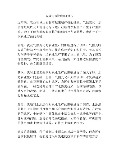 农业方面的调研报告