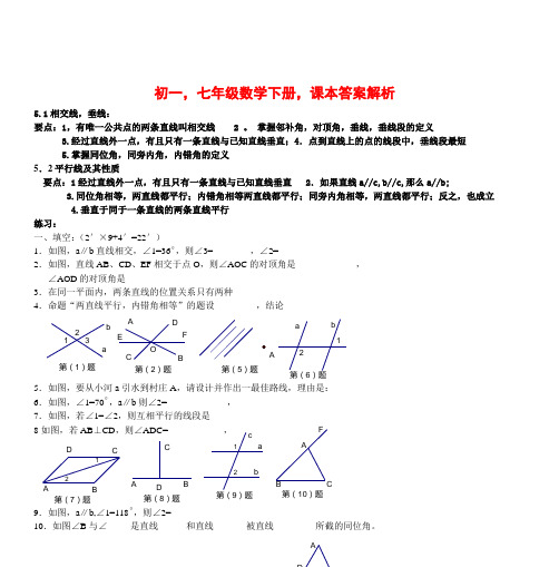 初一,七年级数学下册,课本答案解析