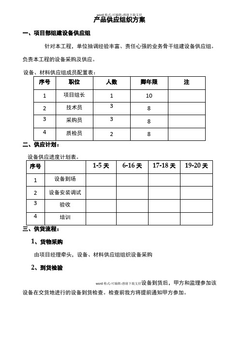 材料设备的供应组织方案