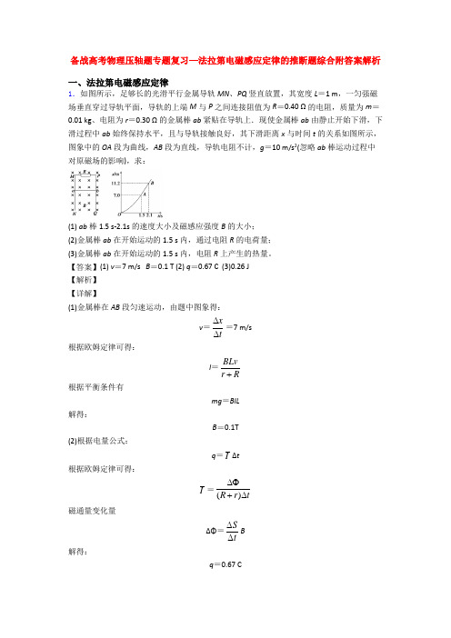 备战高考物理压轴题专题复习—法拉第电磁感应定律的推断题综合附答案解析