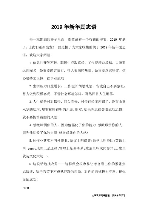 2019年新年励志语_经典语句