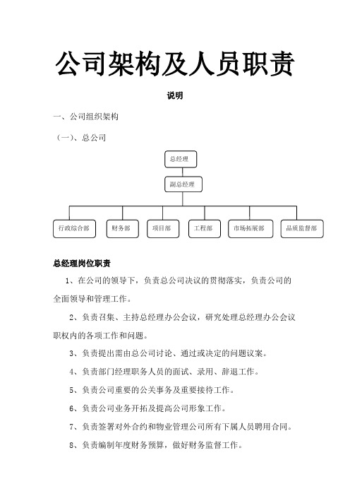 物业公司架构及人员职责