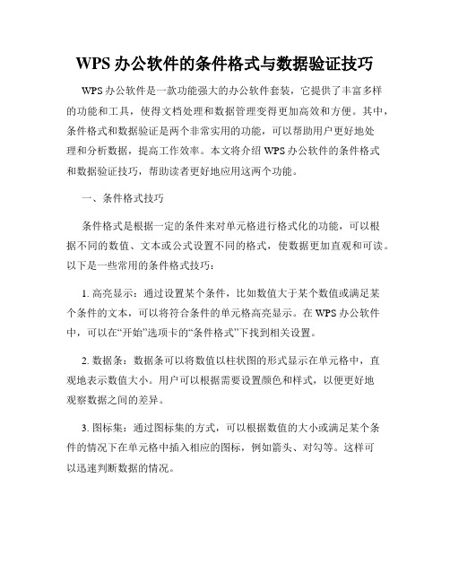 WPS办公软件的条件格式与数据验证技巧