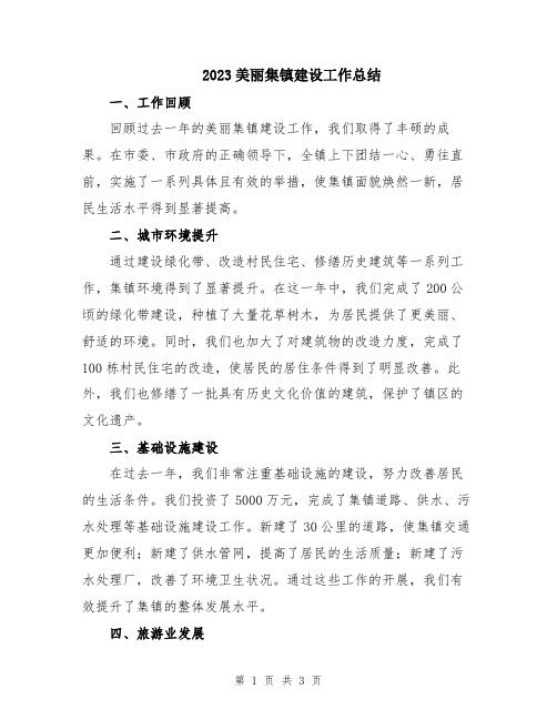 2023美丽集镇建设工作总结