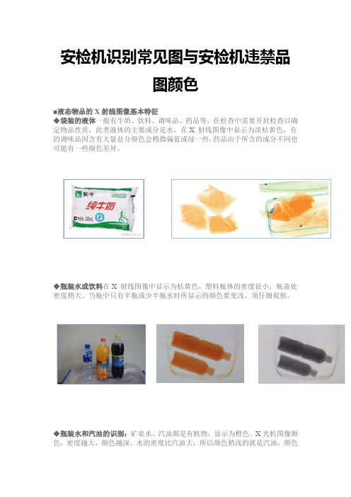 安检机识别常见图与安检机违禁品图颜色