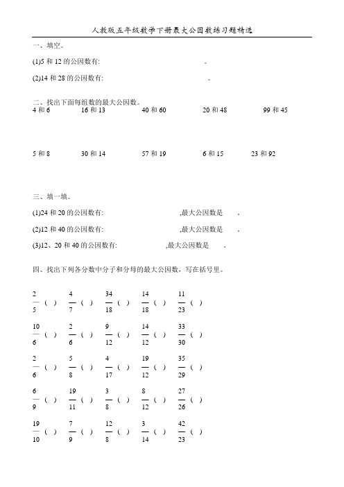 人教版五年级数学下册最大公因数练习题精选55