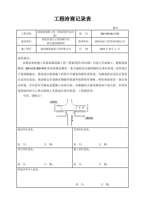 工程洽商记录表