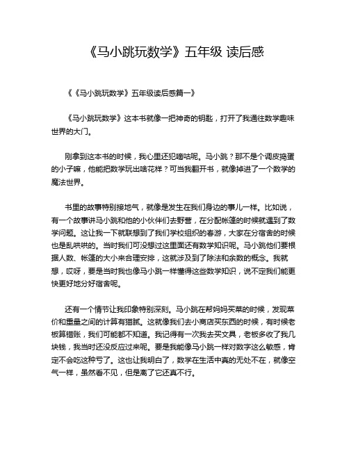 《马小跳玩数学》五年级 读后感