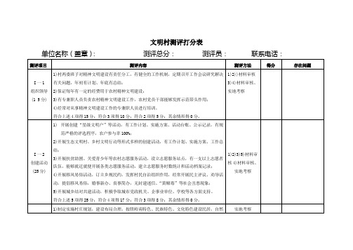 文明村测评打分表