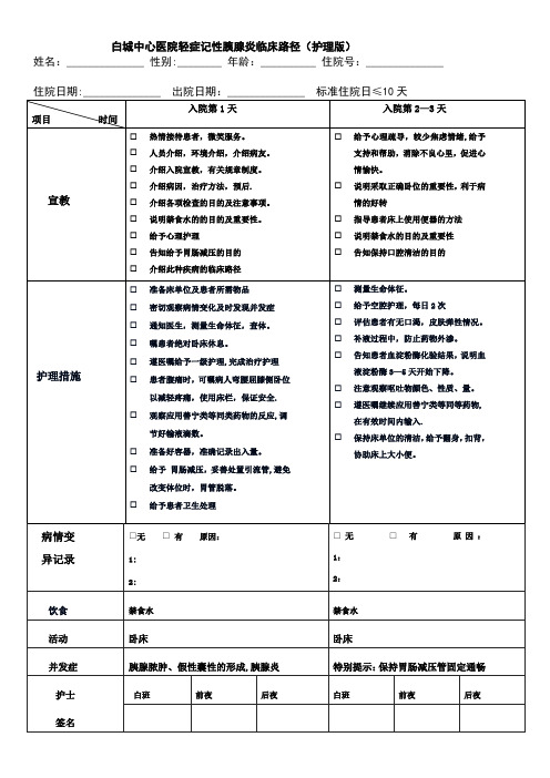 急性胰腺炎临床路径