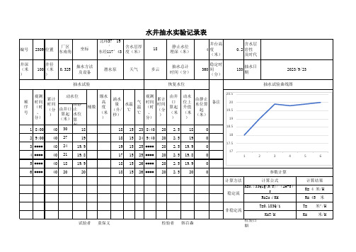 抽水试验记录表