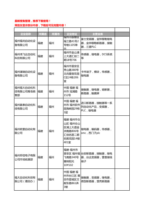 新版福建省福州继电器工商企业公司商家名录名单联系方式大全230家