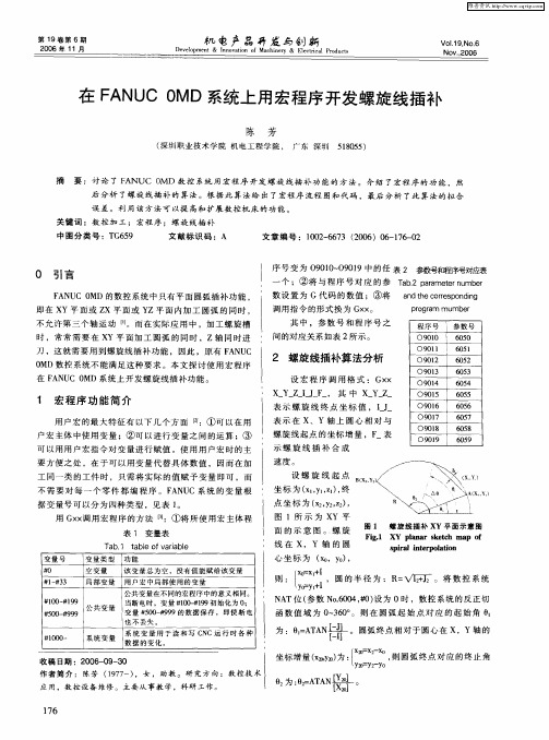 在FANUC 0MD系统上用宏程序开发螺旋线插补