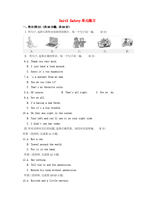 九年级英语全册Unit3Safety单元练习新版冀教版