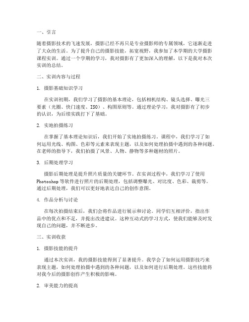 大学摄影课实训总结报告