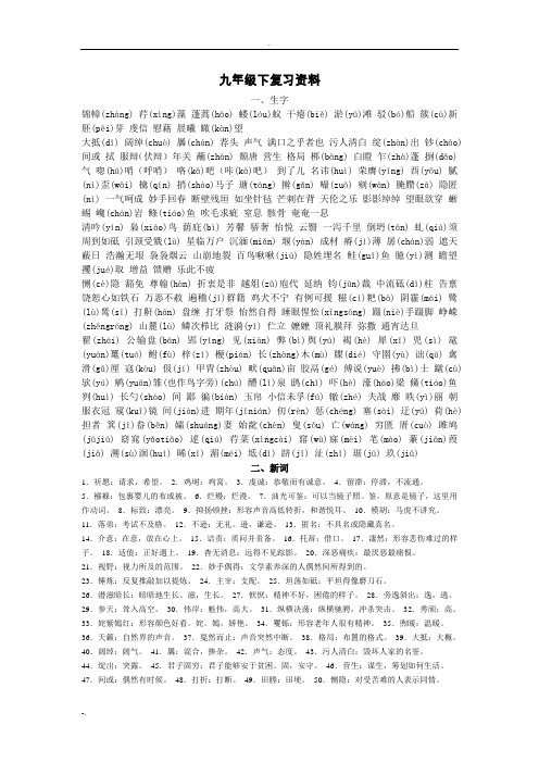 九下语文复习资料