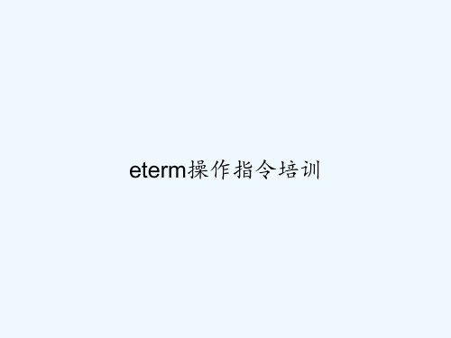 eterm操作指令培训 PPT