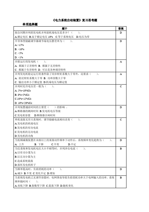 电力系统自动装置-复习思考题