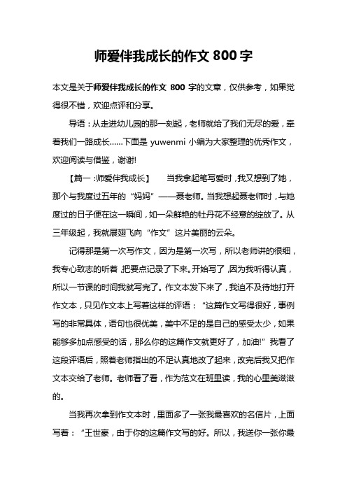 师爱伴我成长的作文800字