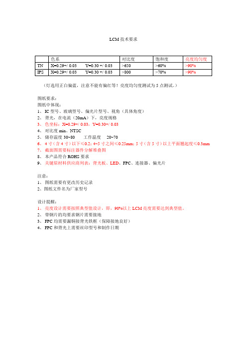 LCM技术要求