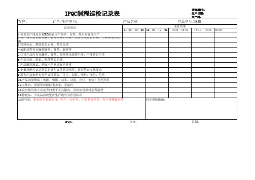 (完整版)IPQC制程巡检记录表