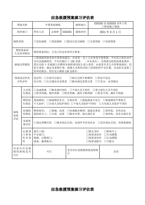 应急演练评估表