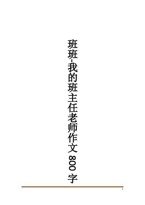 班班-我的班主任老师作文800字作文大全