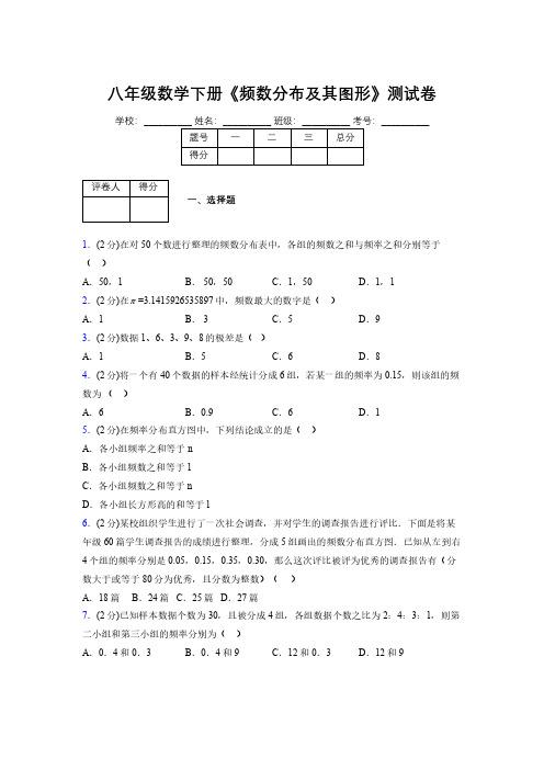 2019年秋浙教版初中数学八年级下册《频数分布及其图形》单元测试(含答案) (155)