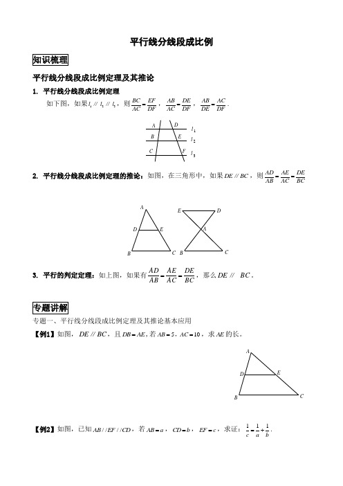 平行线分线段比例经典例题与变式练习(精选题目)31601